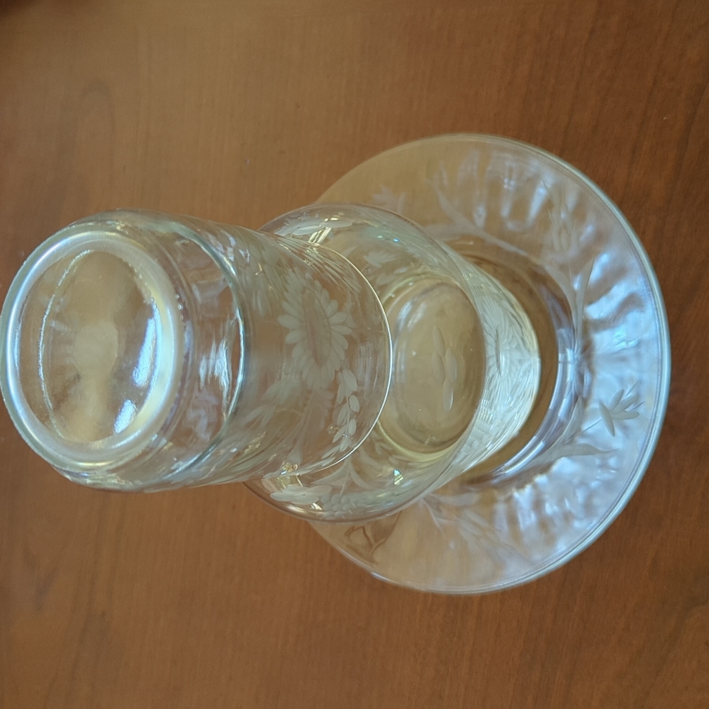 Etched Crystal Bedside Water Set